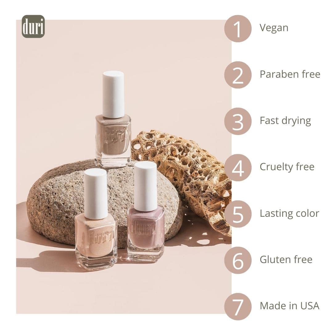 duri swatch on nail wheel showing buildable sheer coverage for natural look