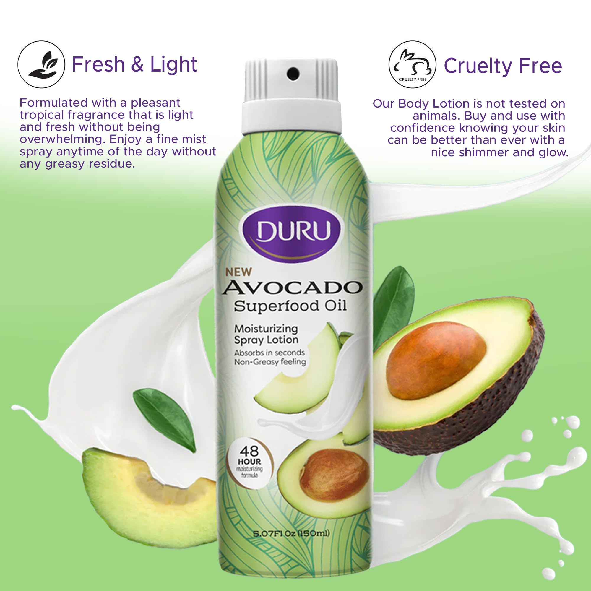 Duru nozzle closeup demonstrating fine mist spray for hands-free application