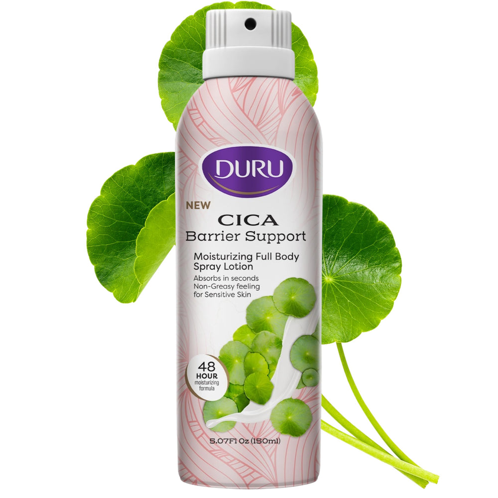 Duru close-up of lotion mist texture highlighting fast absorption