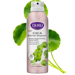 Duru close-up of lotion mist texture highlighting fast absorption