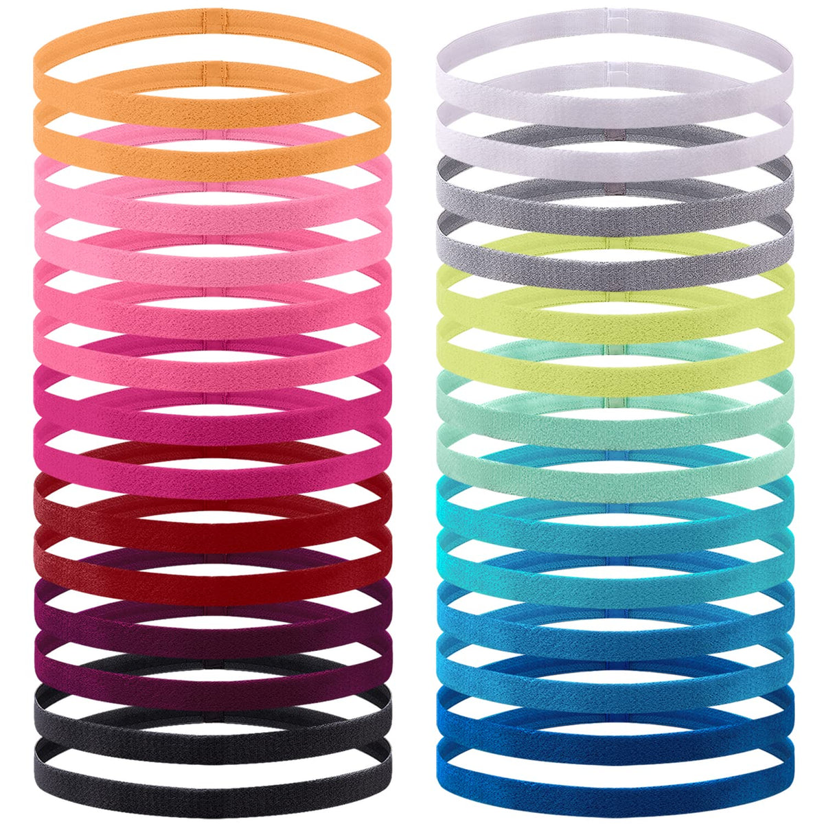 Duufin front pack display showing 28 colorful headbands and variety