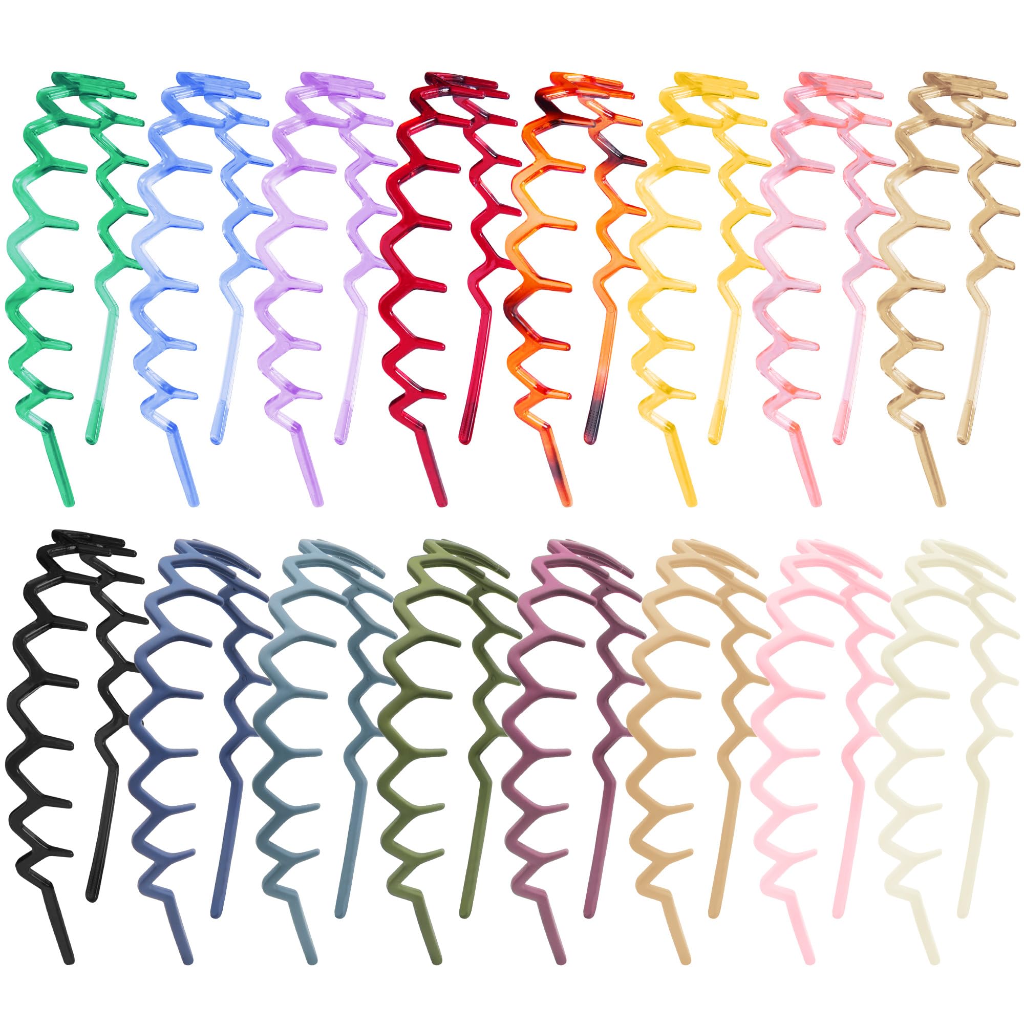Duufin front view of 16 colorful headbands showing variety and convenience