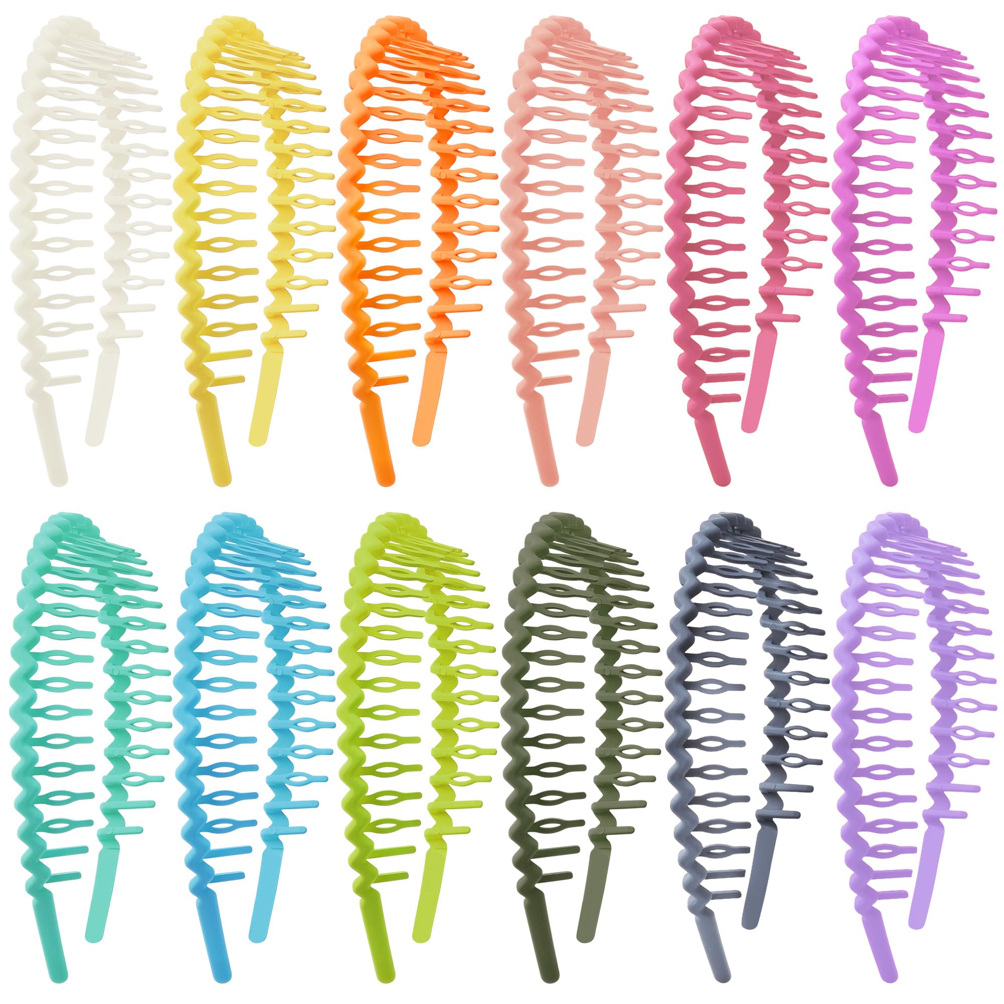 Duufin front view of 12 colorful headbands showing variety and convenience