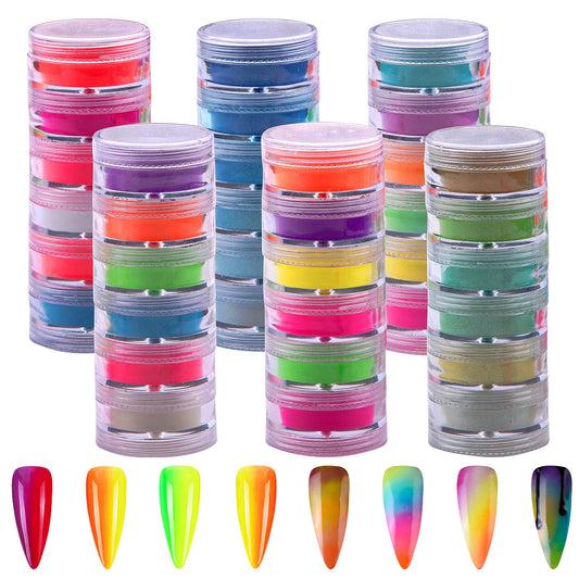 Duufin kit front view showing 36 pigment jars and bright color variety for nail art