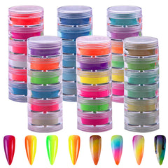 Duufin kit front view showing 36 pigment jars and bright color variety for nail art