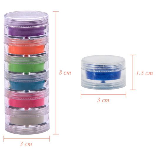 Duufin top-down shot of open jars displaying individual powder textures and glitters