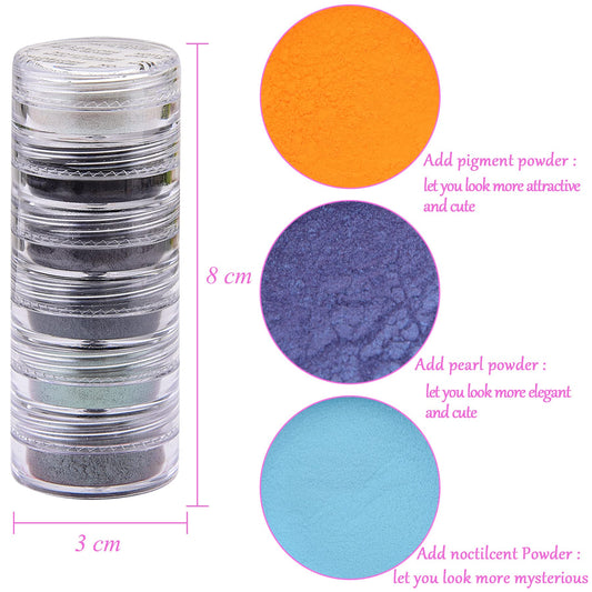 Duufin open jars with pigments spread, showing vibrant colors and mixing possibilities