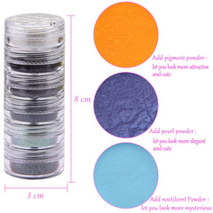 Duufin open jars with pigments spread, showing vibrant colors and mixing possibilities