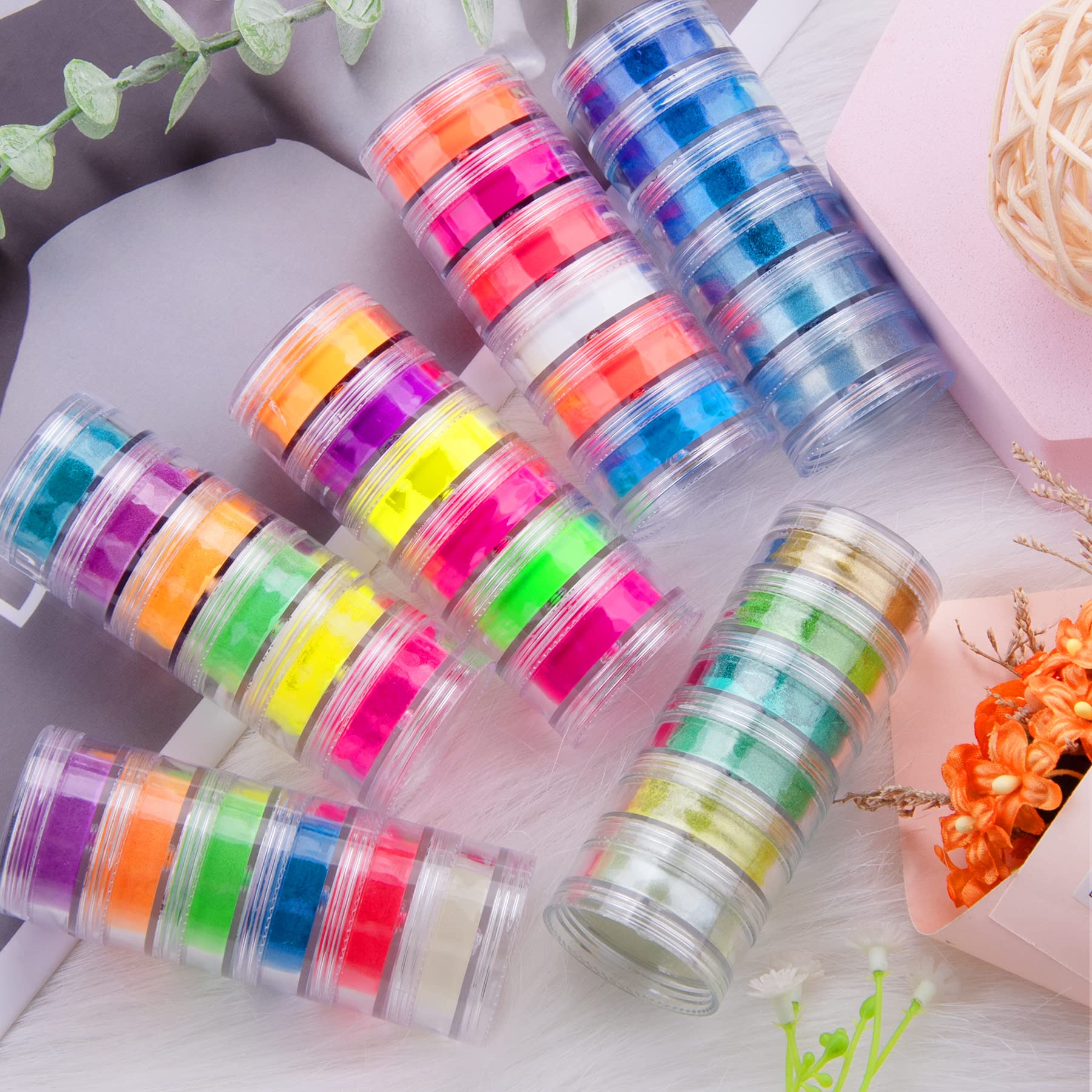 Duufin powder blended into clear resin for craft embellishment and shimmering result