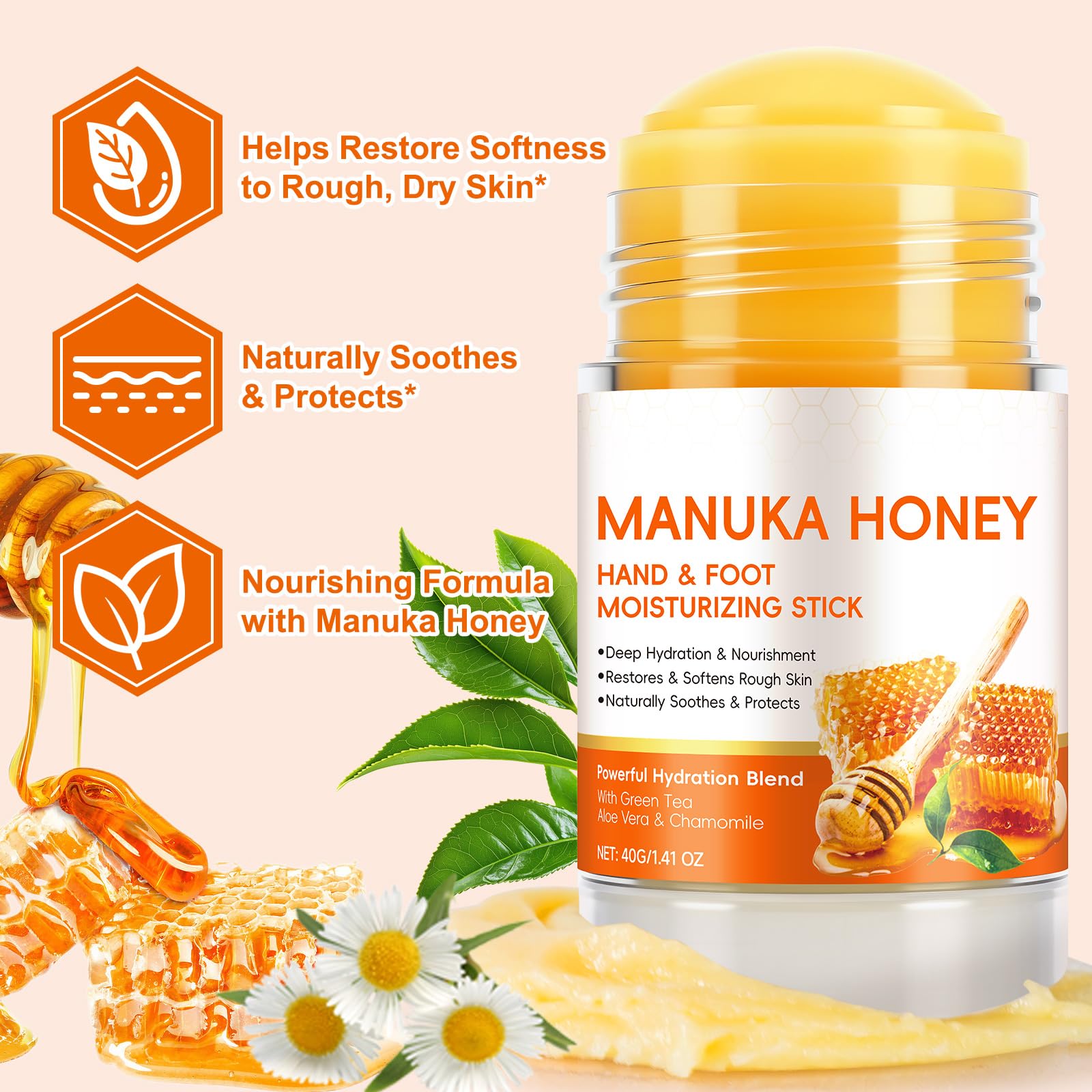 Dvoevivh close-up texture of balm with honey swirl demonstrating creamy absorption benefit