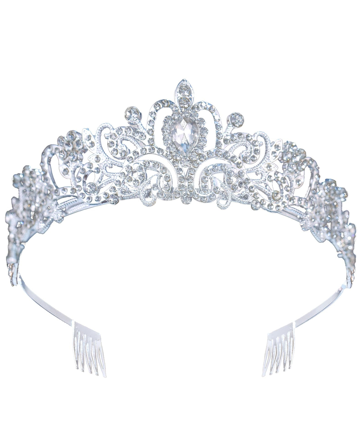 DWAKIZE front view tiara showing elegant silhouette and sparkle for instant glamour