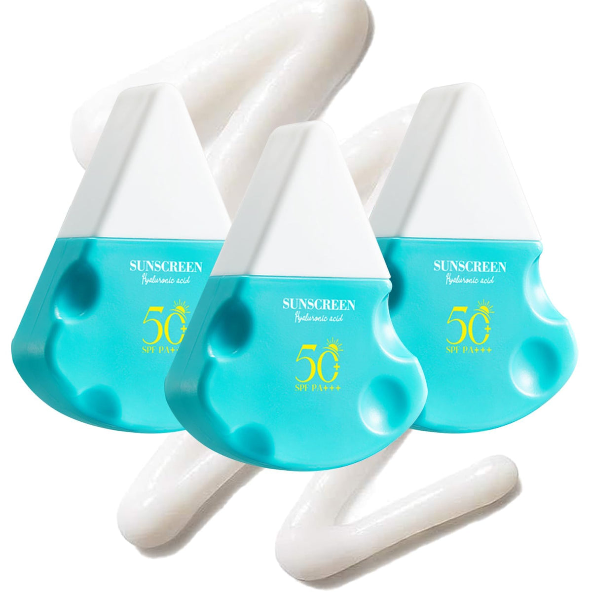 DWDiWen front packaging trio showing three SPF50+ tubes and clear labels for travel convenience