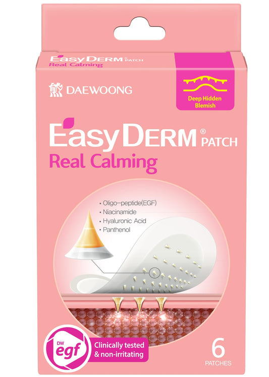 DWEasyDerm front packaging showing compact 6-count patch box and benefits