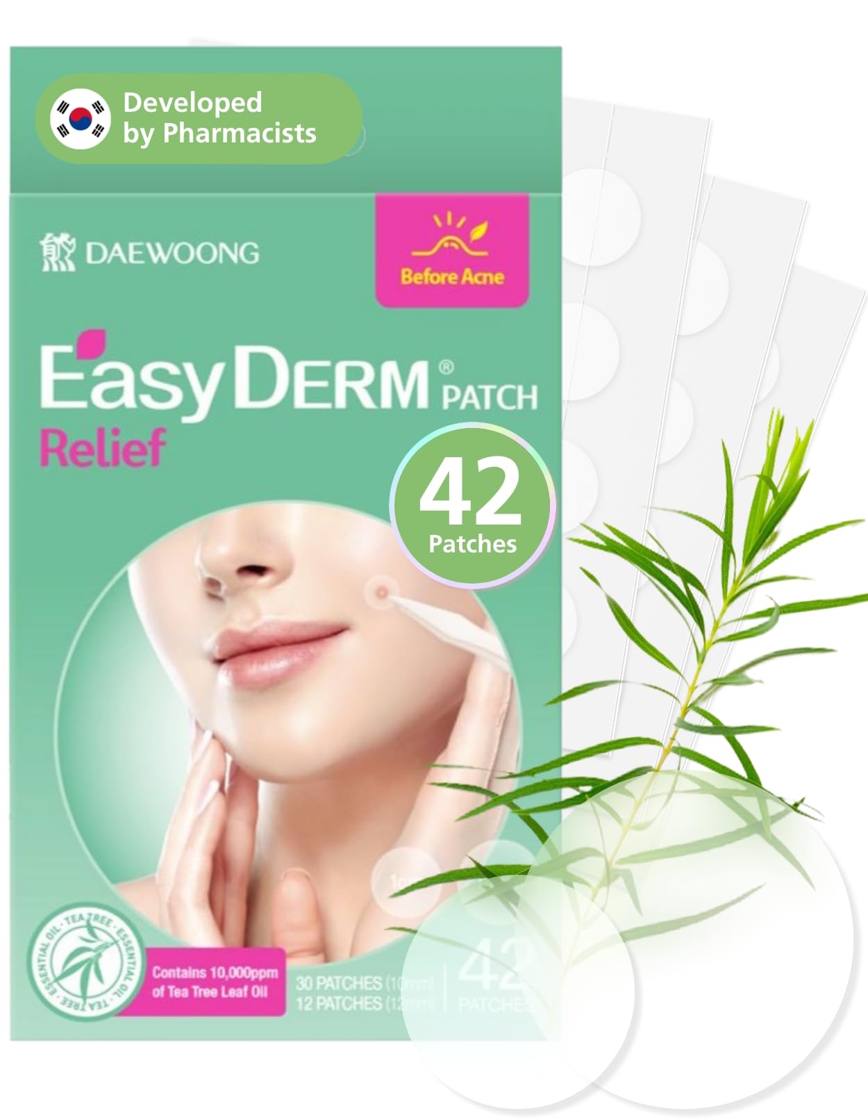 DWEasyDerm front pack view showing 42 patch count and benefits