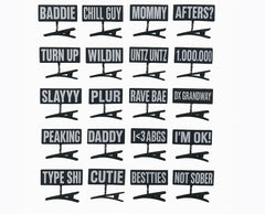 DX Grandway front packaging showing mixed black and white word clips for quick accessorizing