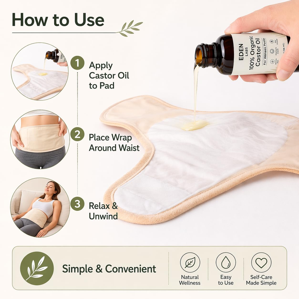 DXWXH Eden Labs wrap worn on waist during rest, hands-free relaxation benefit