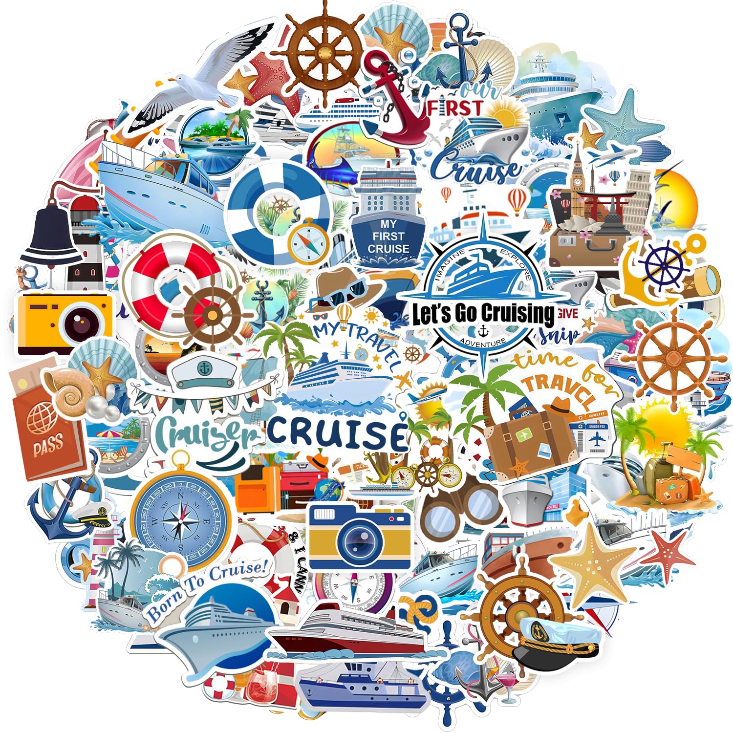 DYDSZDDYBF front packaging showing the 100-piece cruise sticker set and variety