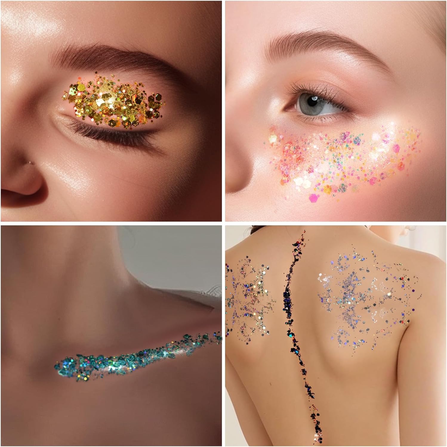 Dylxingtu festival face collage demonstrating multi-area use and bold effects