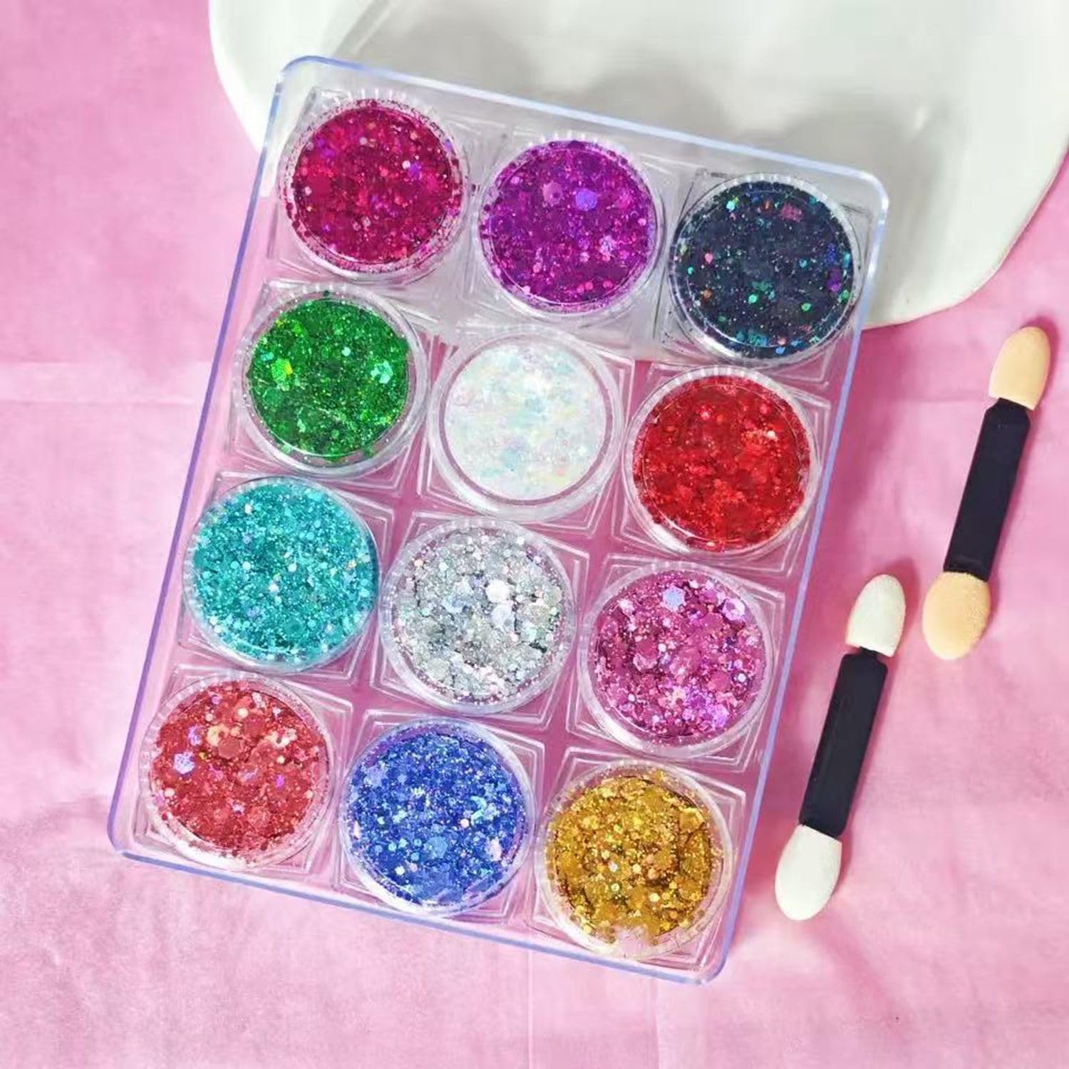 Dylxingtu front packaging showing all 12 jars and vibrant colors for festival looks