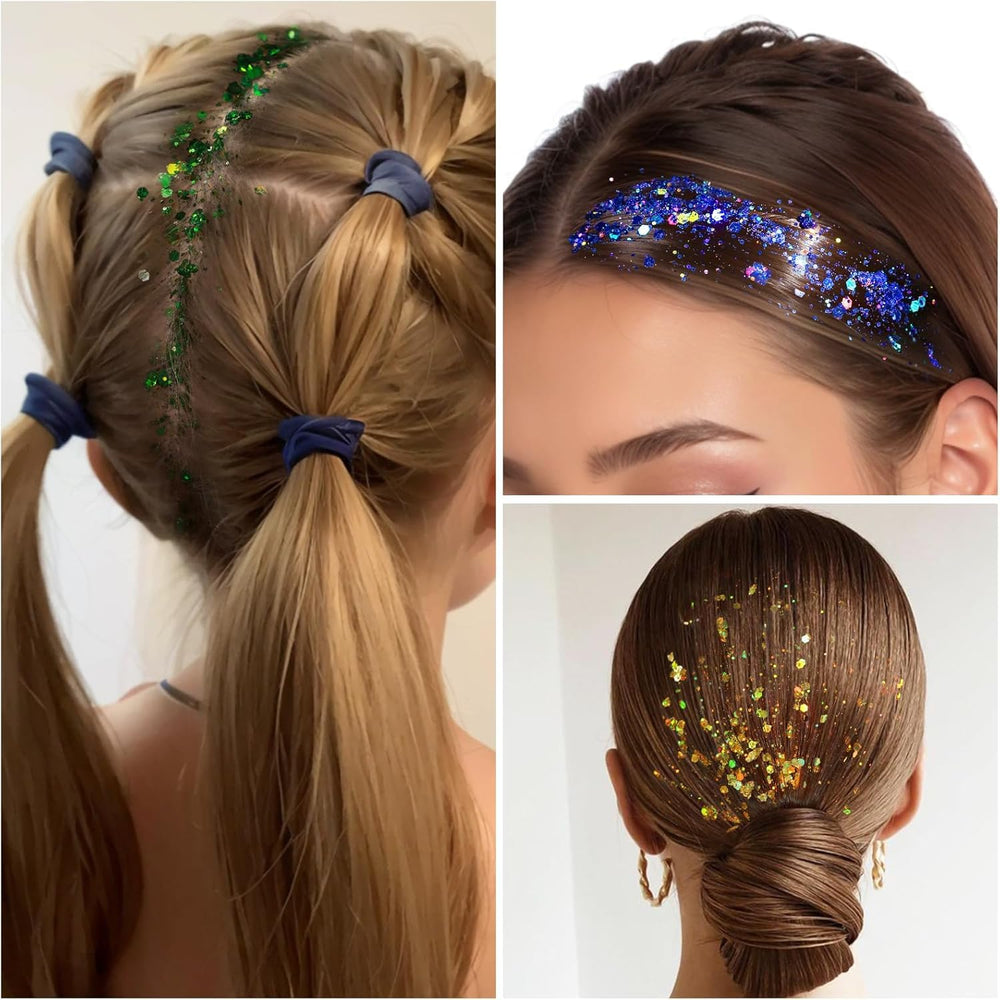 Dylxingtu hair streak with glitter applied adding instant stage-ready sparkle