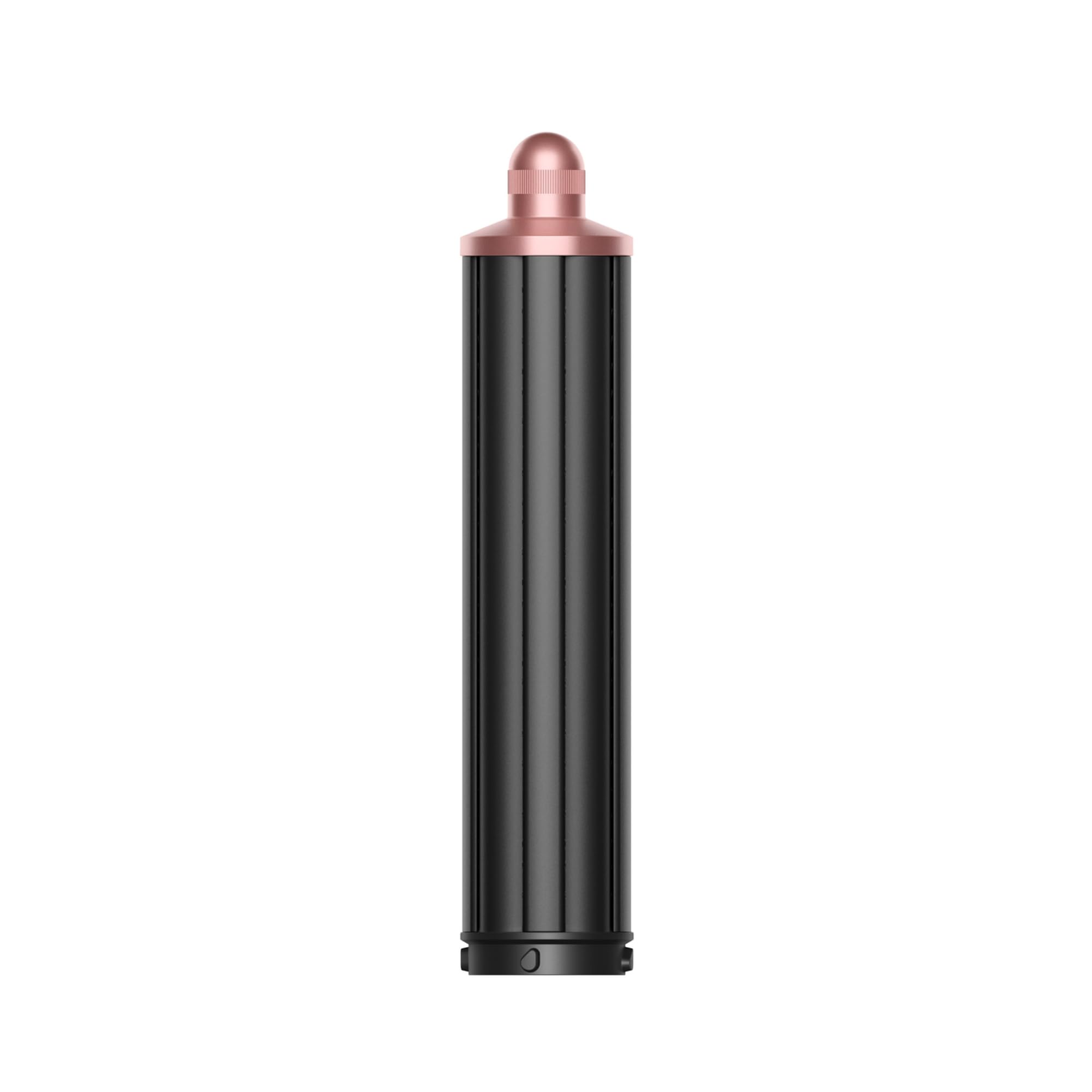 Dyson Airwrap long barrel front view showing sleek black and rosé finish and benefit of larger curls