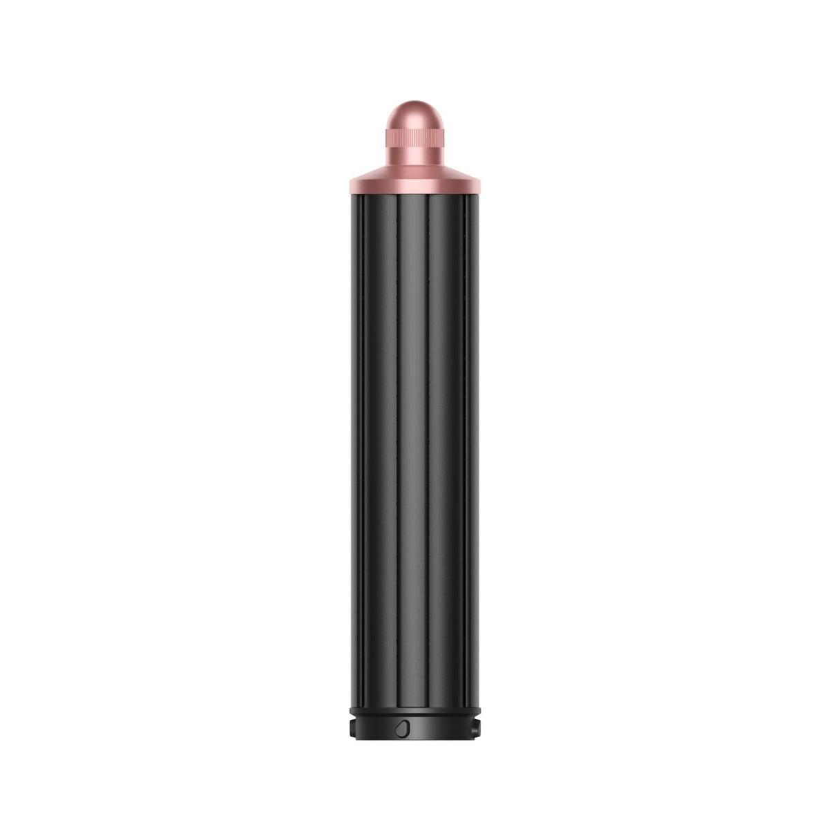 Dyson Airwrap long barrel front view showing sleek black and rosé finish and benefit of larger curls