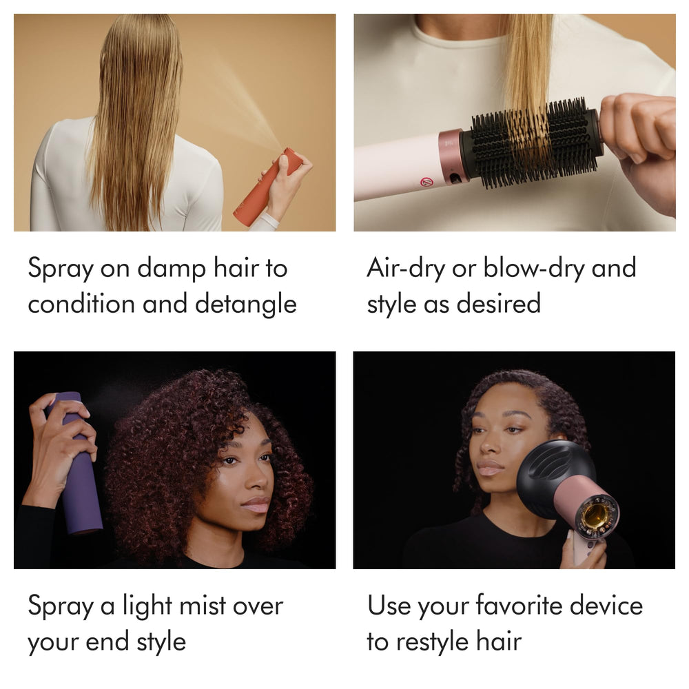 Dyson Chitosan spray refreshing second-day hair showing revived texture and hold