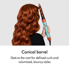 Dyson conical barrel close-up highlighting taper for precise root styling