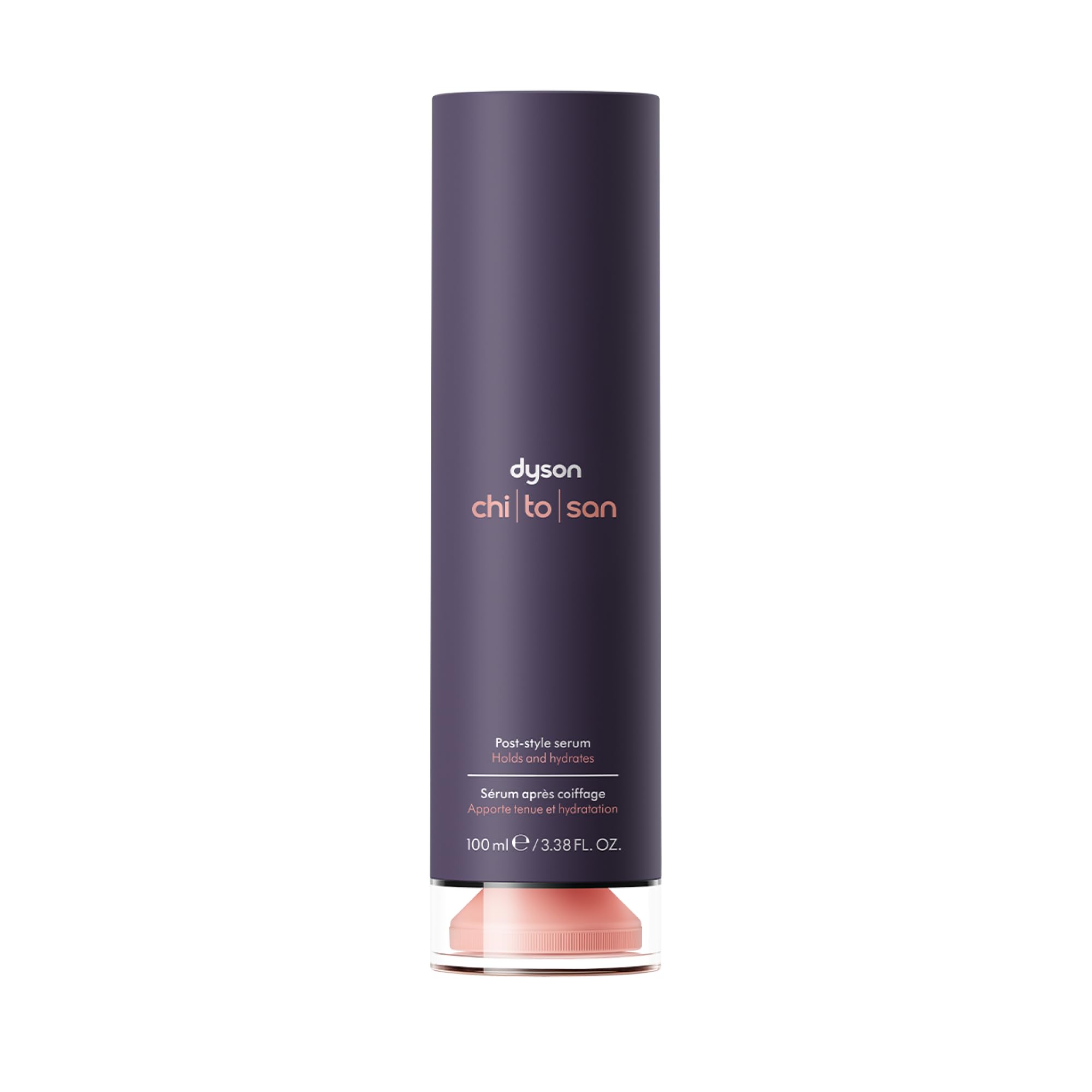 Dyson front packaging showing sleek bottle and branding, delivers controlled finishing
