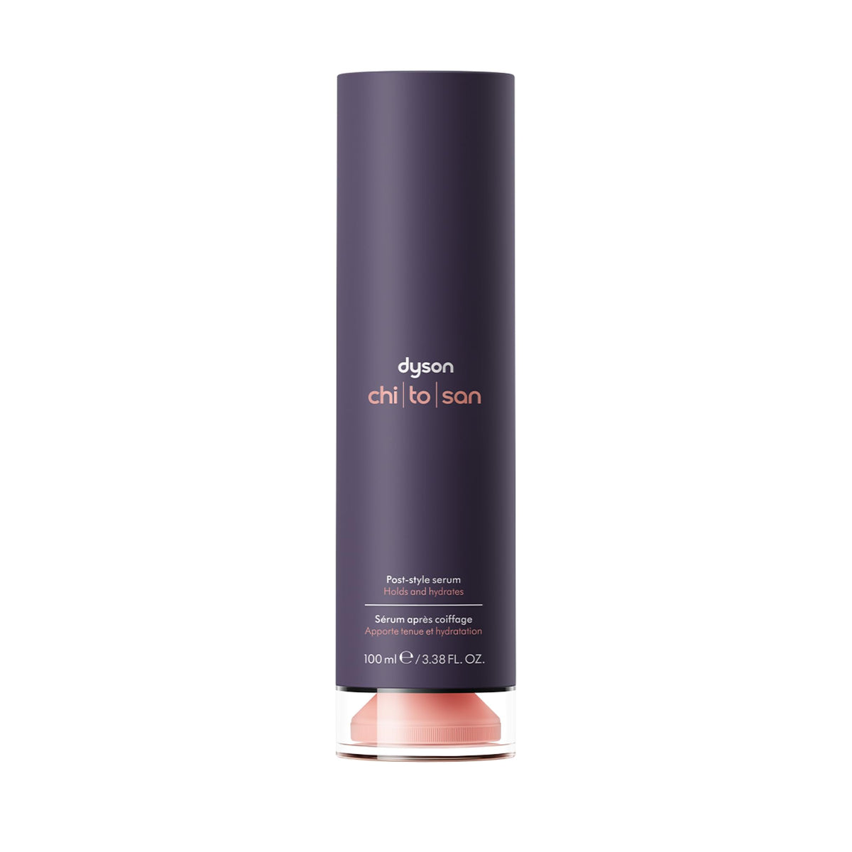 Dyson front packaging showing sleek bottle and branding, delivers controlled finishing