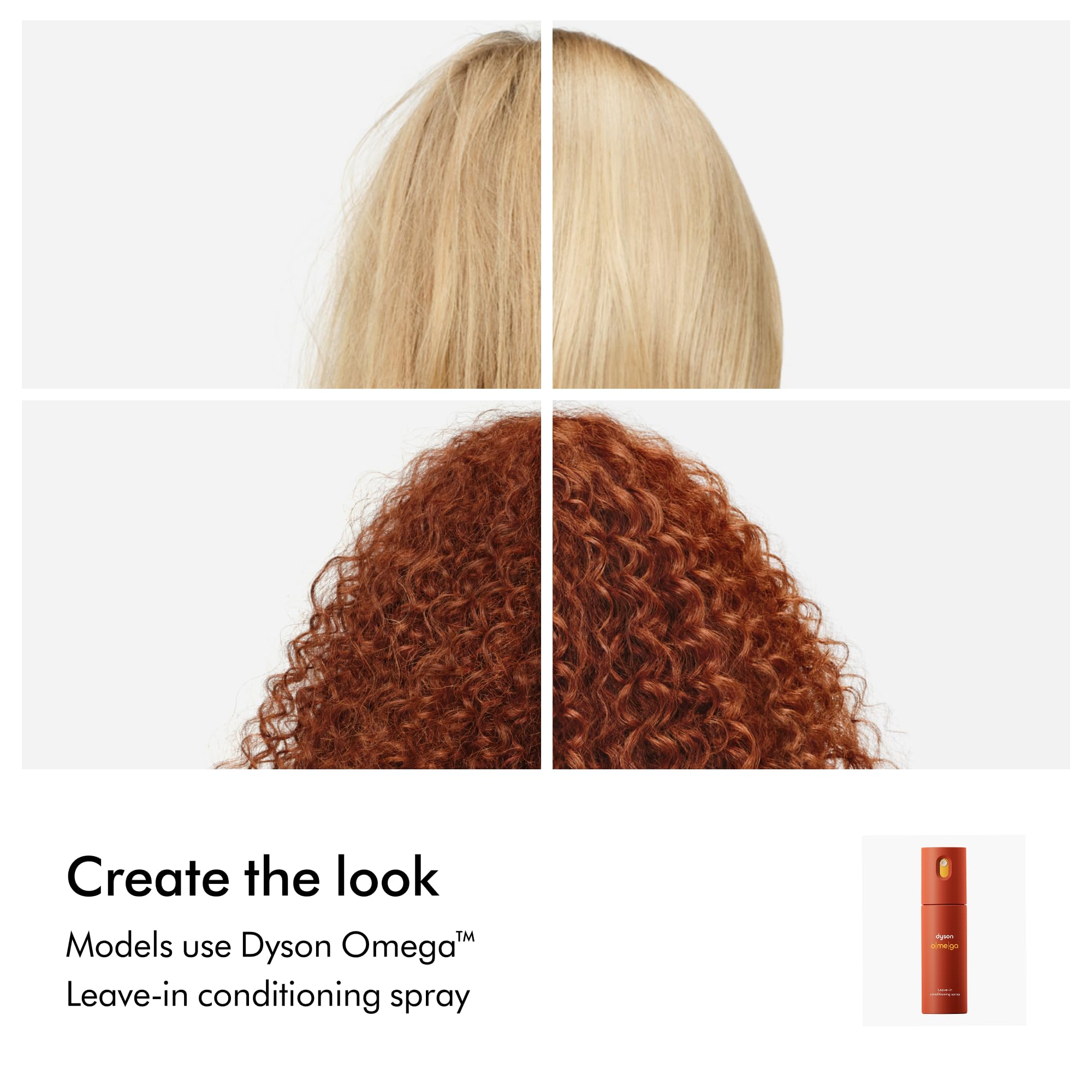 Dyson product label highlighting Oli7 oils and natural-sourced ingredients