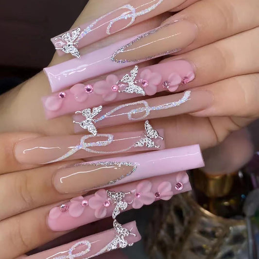 DZPGUONIZ front packaging showing full 24-piece nail set and benefits