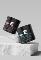 E Elegance jar held in hand for size comparison conveying 8.45oz scale and convenient home-use benefit