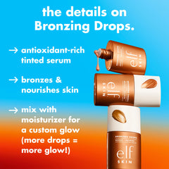 e.l.f. dropper releasing liquid bronzing drops demonstrating texture benefit
