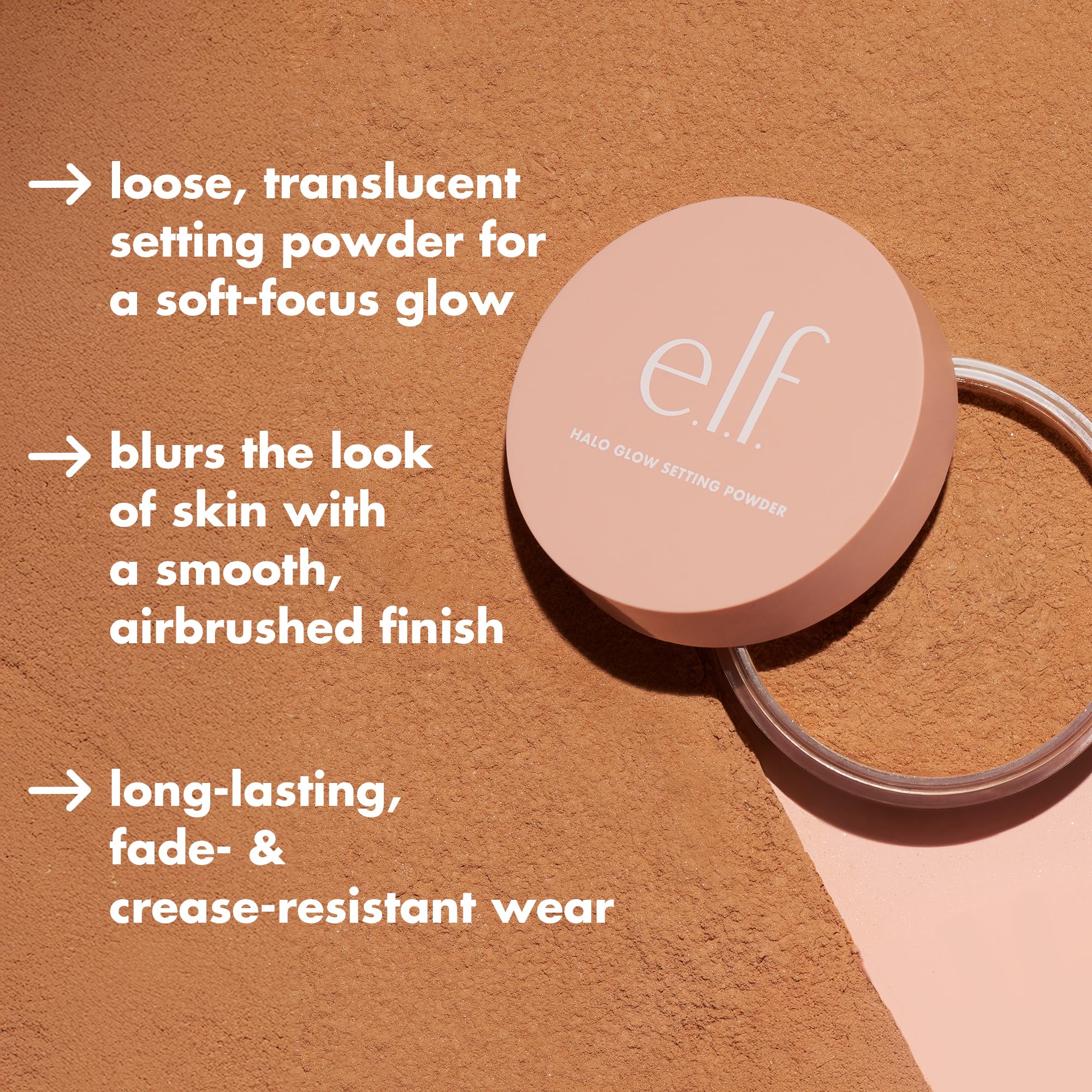 e.l.f. brush applying powder demonstrating smooth, weightless finish