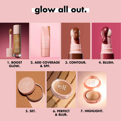e.l.f. model wearing product in natural light for subtle radiant glow