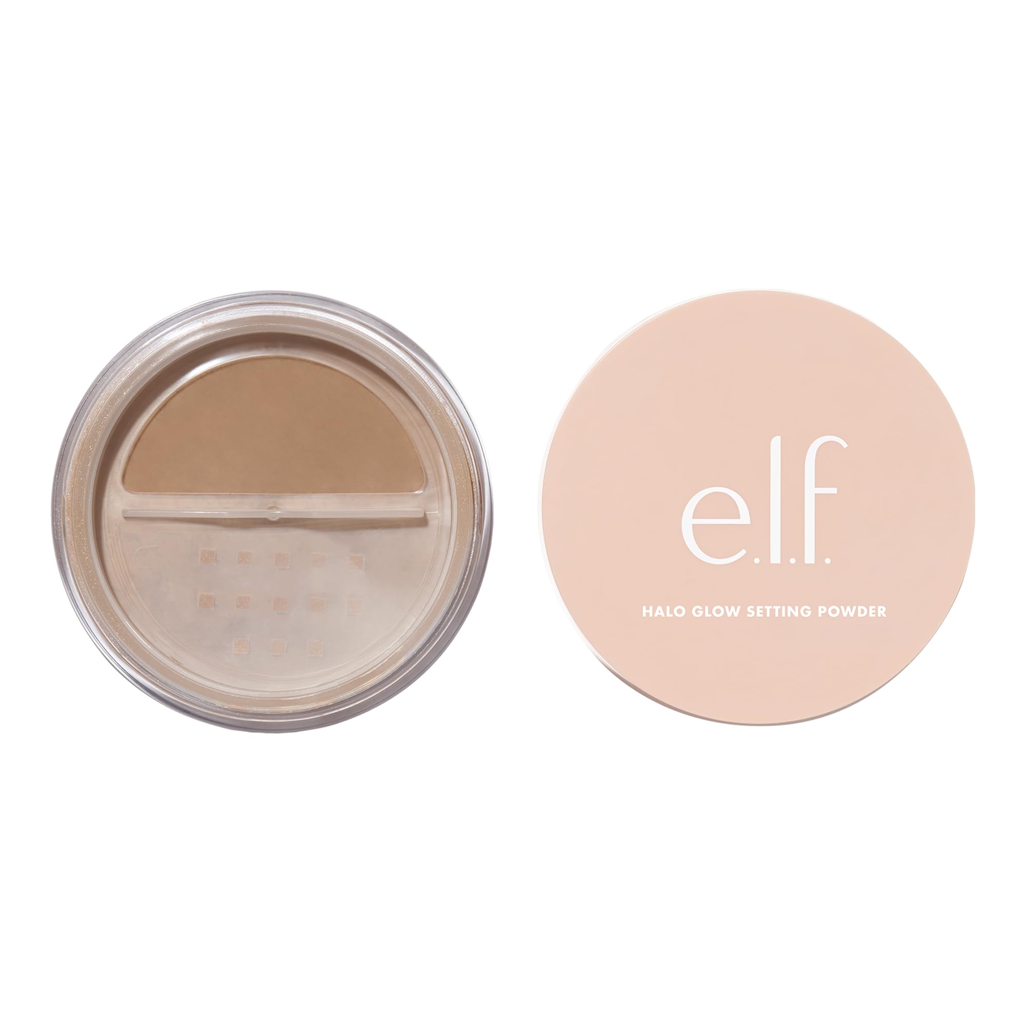 e.l.f. Halo Glow front jar displaying packaging and shade in Deep for polished finish