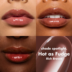 e.l.f. lip oil texture on hand highlighting sheer tint and luminous sheen