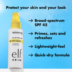 e.l.f. mist texture mid-air illustrating lightweight, quick-dry finish