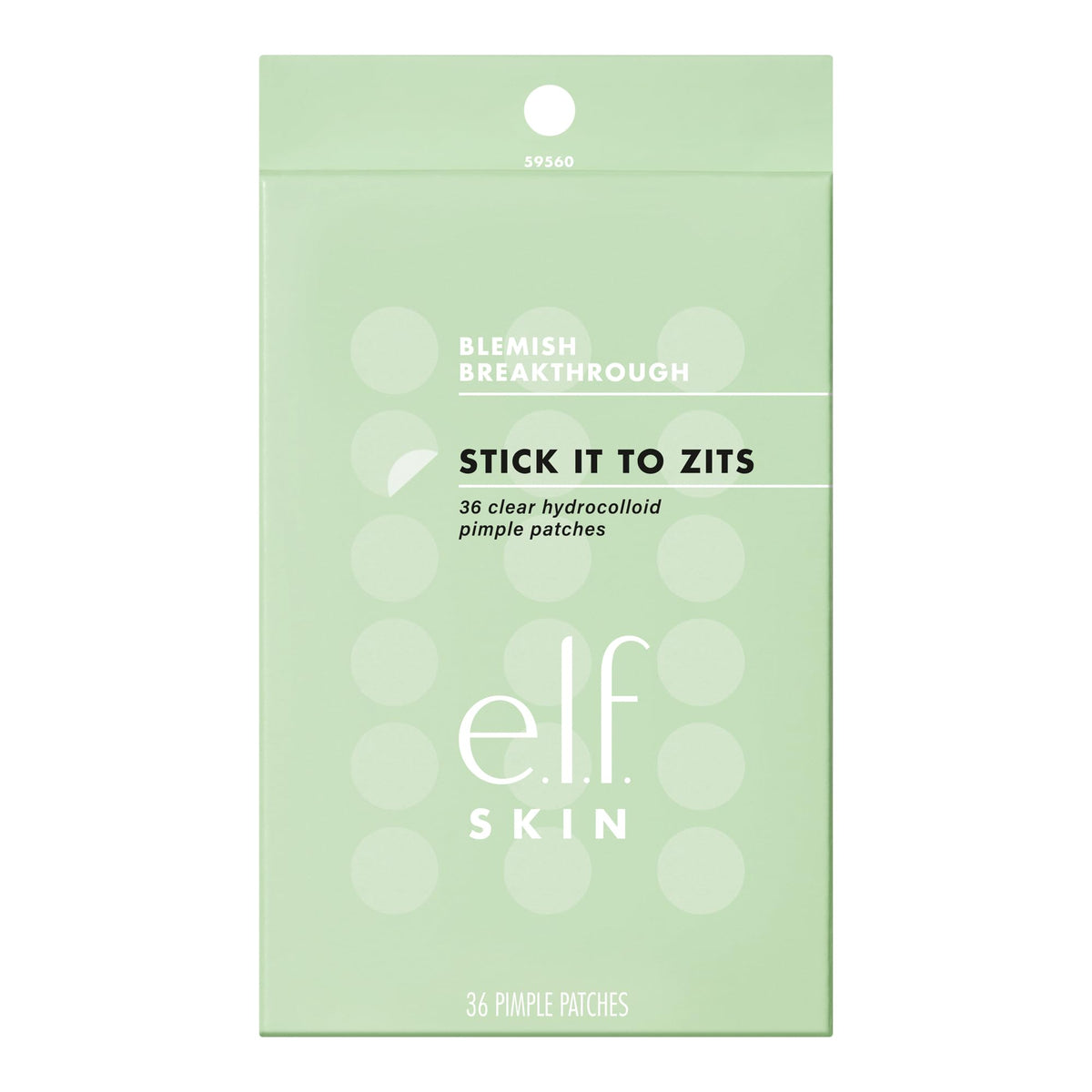 e.l.f. front packaging showing product and 36 patches for quick blemish care