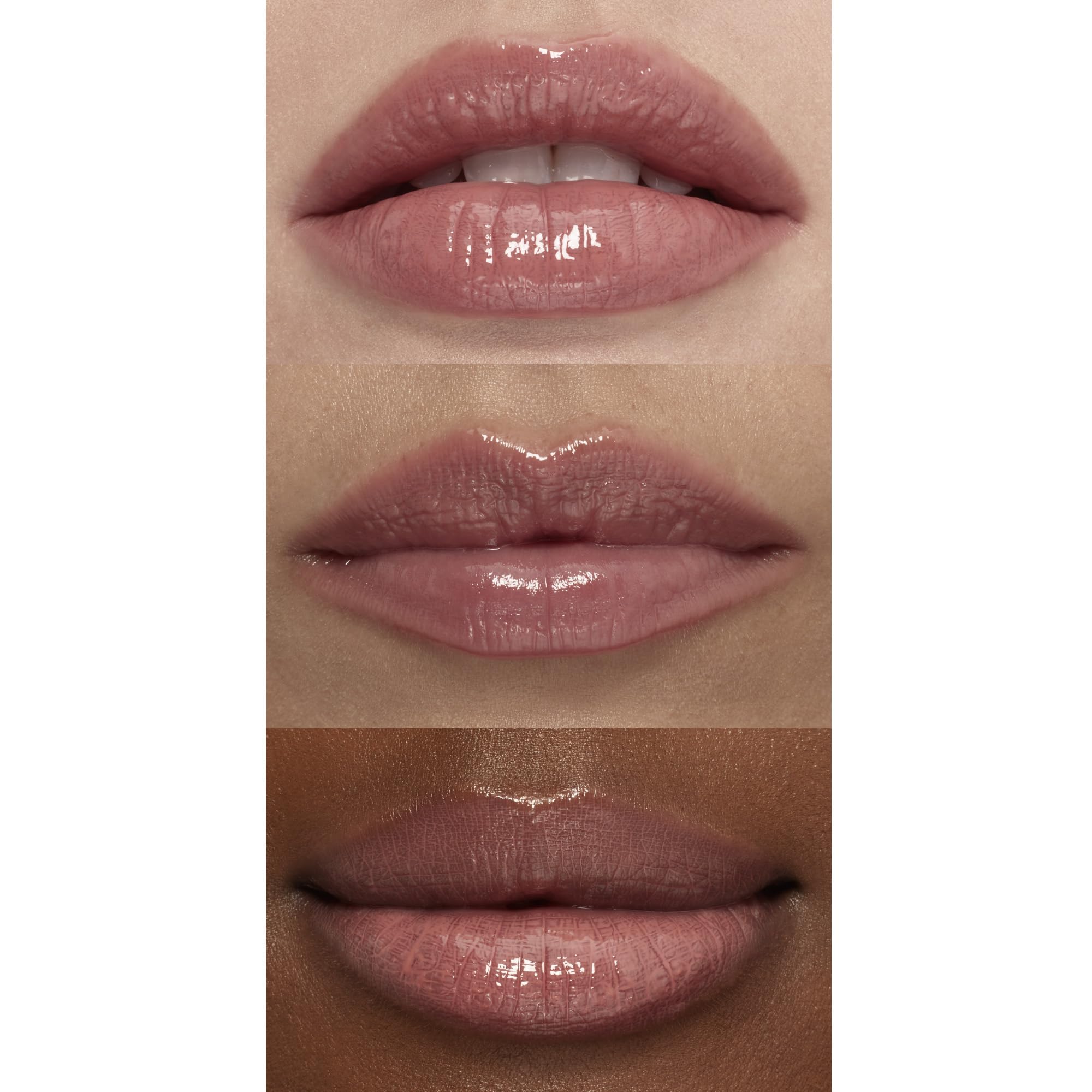 e.l.f. Sun Boss Gloss Pink-Me Girl on lips showing natural wearable color