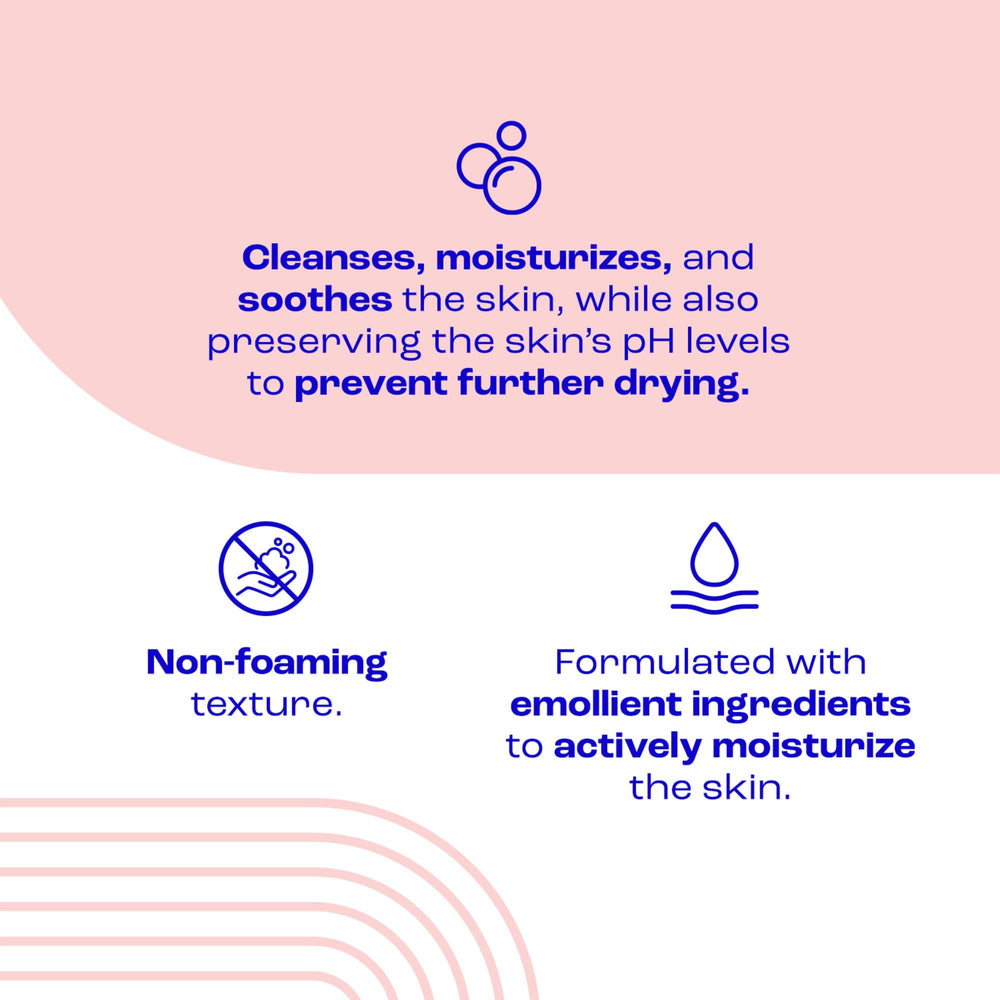E45 creamy texture close-up showing rich non-foaming formula for hydration