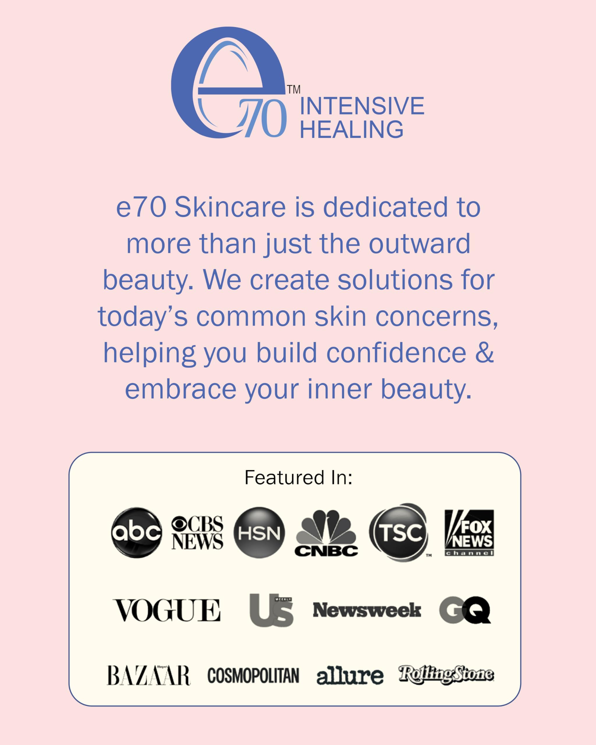 e70 label close-up listing azelaic acid and niacinamide active benefits