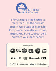 e70 label close-up listing azelaic acid and niacinamide active benefits