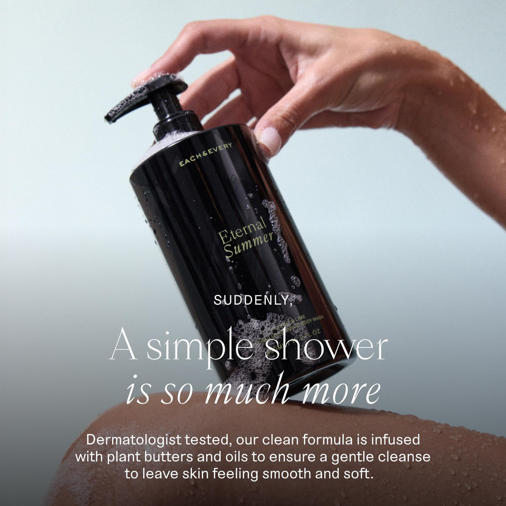 Each & Every silky lather close-up, demonstrates rich suds and moisturizing feel