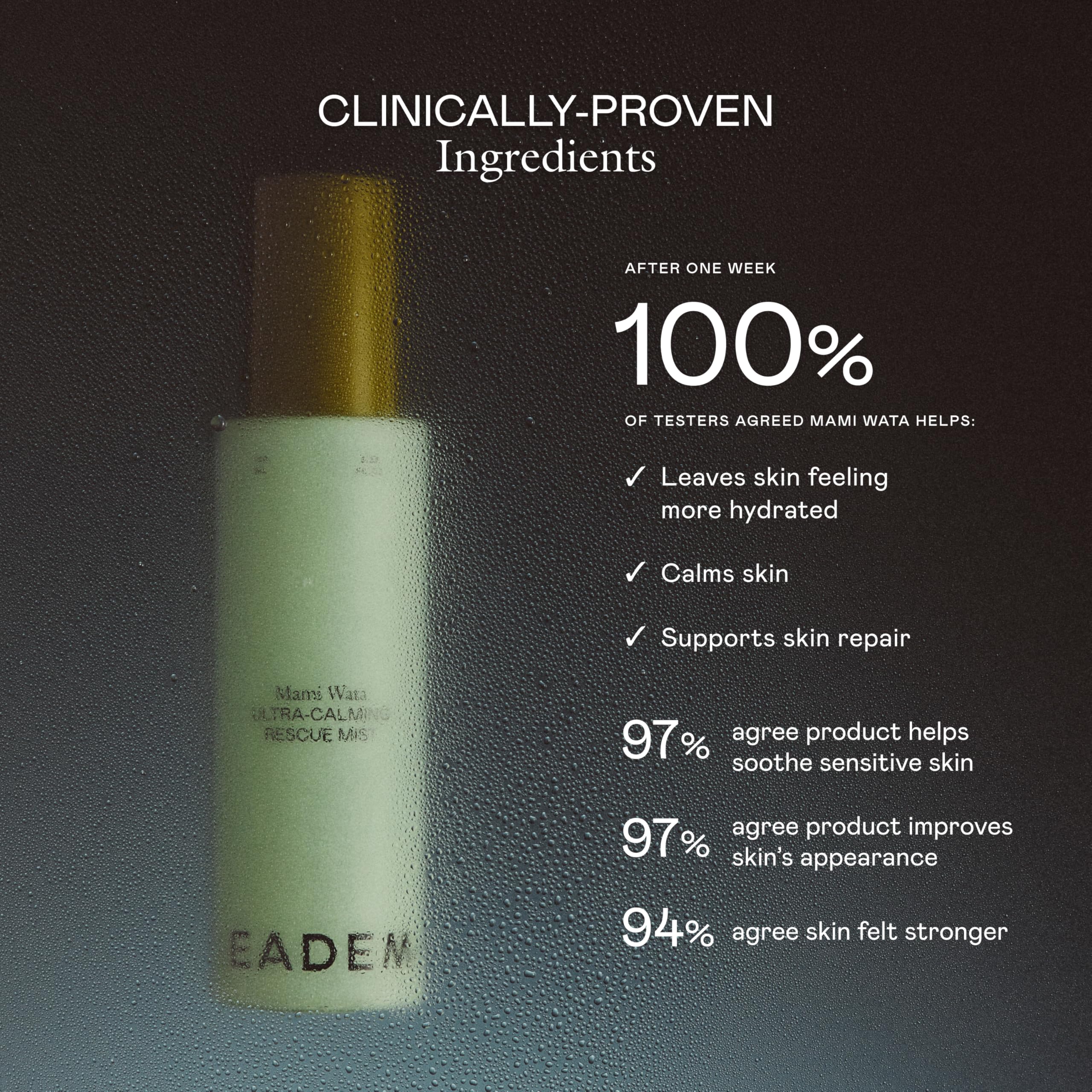 EADEM texture droplet on skin highlighting lightweight, fast-absorbing feel