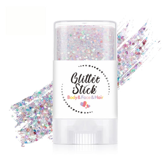 EAEVDJ front glitter stick showing twist-up applicator and vibrant colors