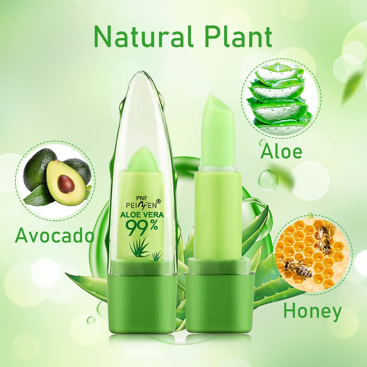 Eakroo aloe vera plant beside stick highlighting soothing ingredients