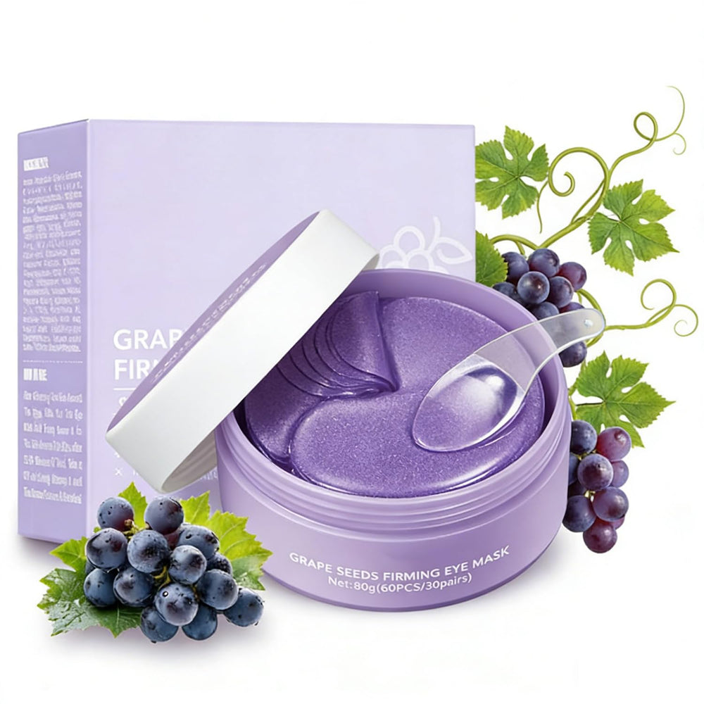 Eakroo front packaging showing 60 grape hydrogel eye patches and convenience