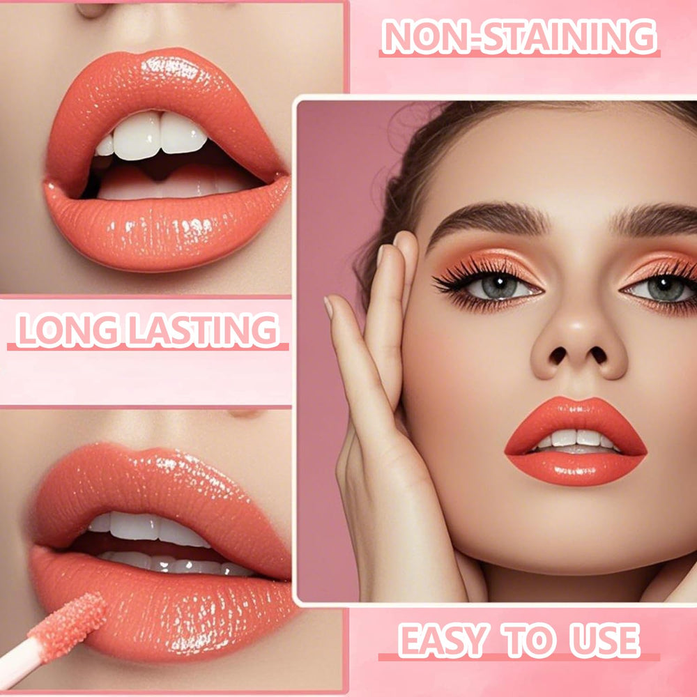 Eakroo lip tint applied on model demonstrating glossy hydrated lip finish